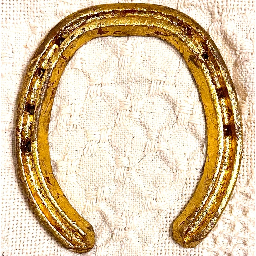 Cast Iron Horse Shoe Gold Rustic Finish Western Decor Good Luck Charm